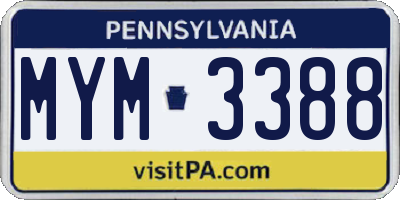 PA license plate MYM3388