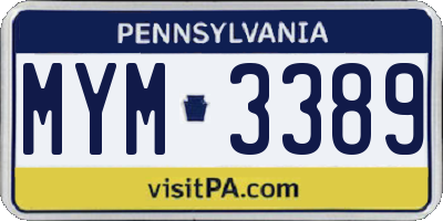 PA license plate MYM3389