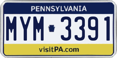 PA license plate MYM3391