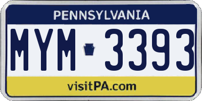 PA license plate MYM3393