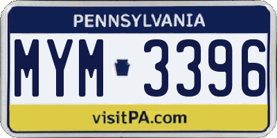 PA license plate MYM3396