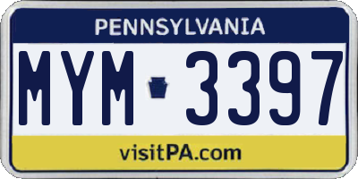 PA license plate MYM3397