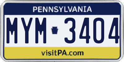PA license plate MYM3404