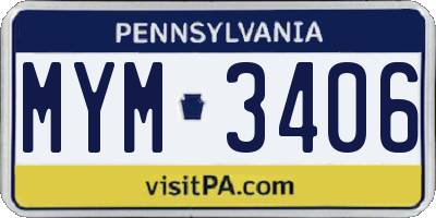 PA license plate MYM3406