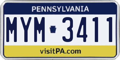 PA license plate MYM3411