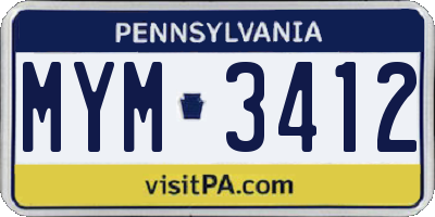 PA license plate MYM3412