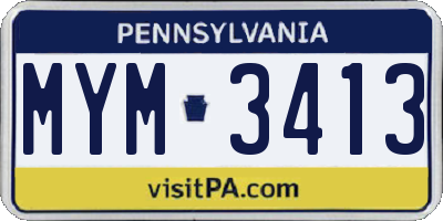 PA license plate MYM3413