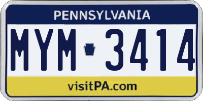 PA license plate MYM3414