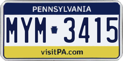 PA license plate MYM3415