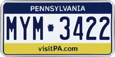 PA license plate MYM3422