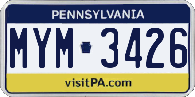 PA license plate MYM3426