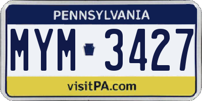 PA license plate MYM3427