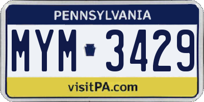 PA license plate MYM3429