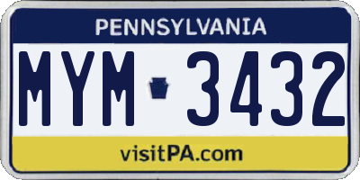 PA license plate MYM3432