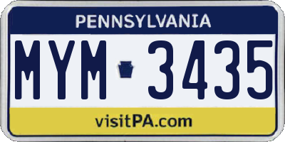 PA license plate MYM3435