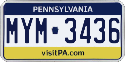 PA license plate MYM3436