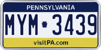 PA license plate MYM3439