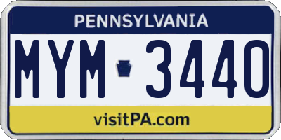 PA license plate MYM3440