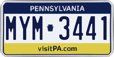 PA license plate MYM3441
