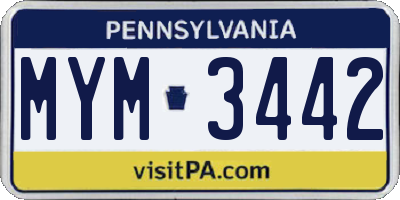 PA license plate MYM3442