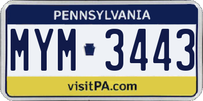 PA license plate MYM3443
