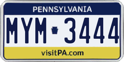 PA license plate MYM3444