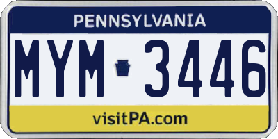 PA license plate MYM3446