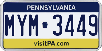 PA license plate MYM3449