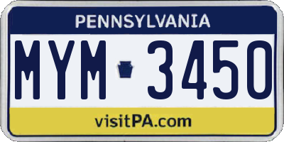 PA license plate MYM3450