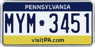 PA license plate MYM3451