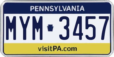 PA license plate MYM3457
