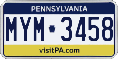 PA license plate MYM3458