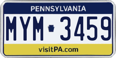 PA license plate MYM3459