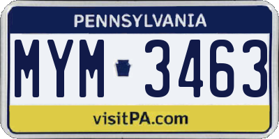 PA license plate MYM3463