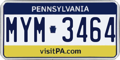 PA license plate MYM3464