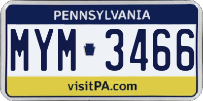 PA license plate MYM3466