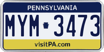 PA license plate MYM3473