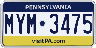 PA license plate MYM3475