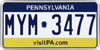 PA license plate MYM3477