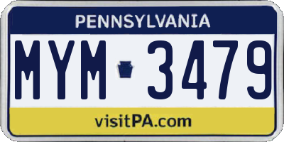 PA license plate MYM3479
