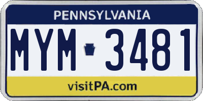 PA license plate MYM3481