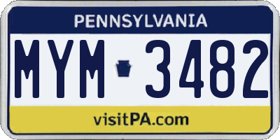 PA license plate MYM3482