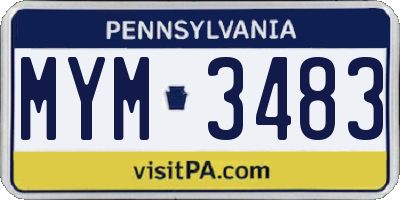 PA license plate MYM3483
