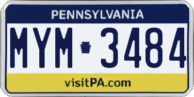 PA license plate MYM3484