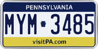 PA license plate MYM3485