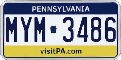 PA license plate MYM3486