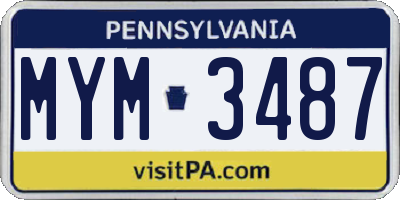PA license plate MYM3487