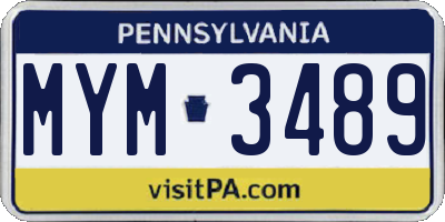 PA license plate MYM3489