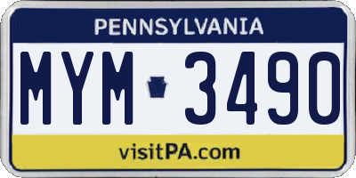 PA license plate MYM3490