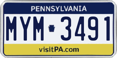 PA license plate MYM3491